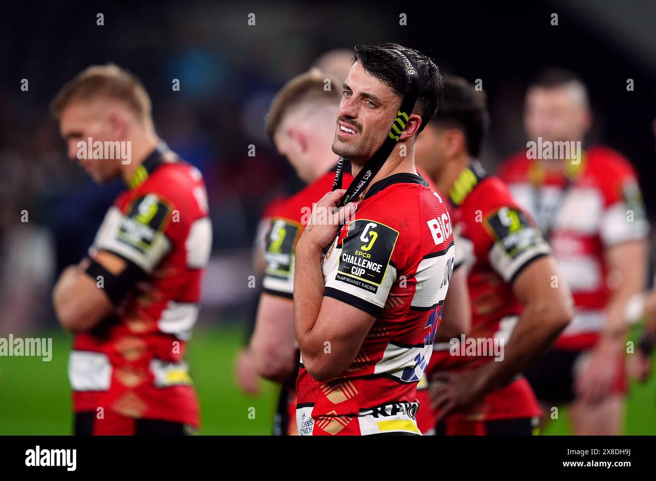 Gloucester Rugby's Adam Hastings with his runners up medal after the ...