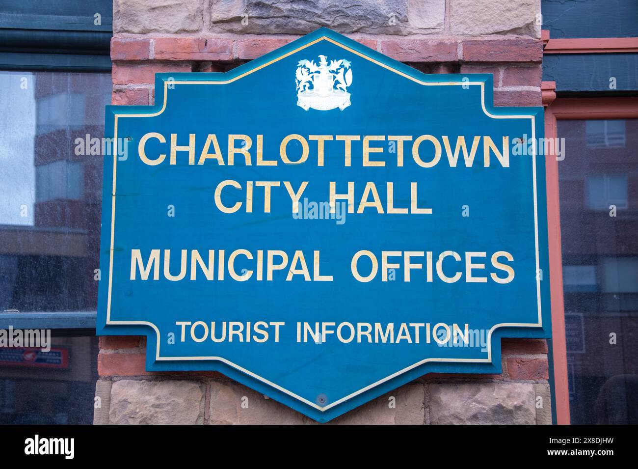 Charlottetown city hall sign in Prince Edward Island, Canada Stock Photo