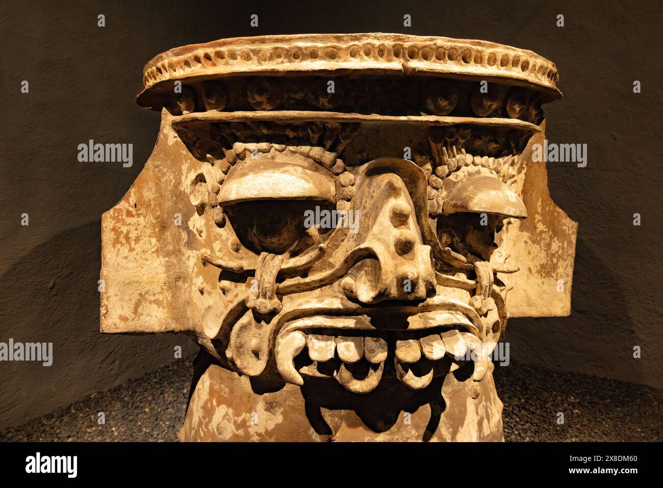 Tlaloc, Aztec God of Rain and fertility, stone carving, with tears ...