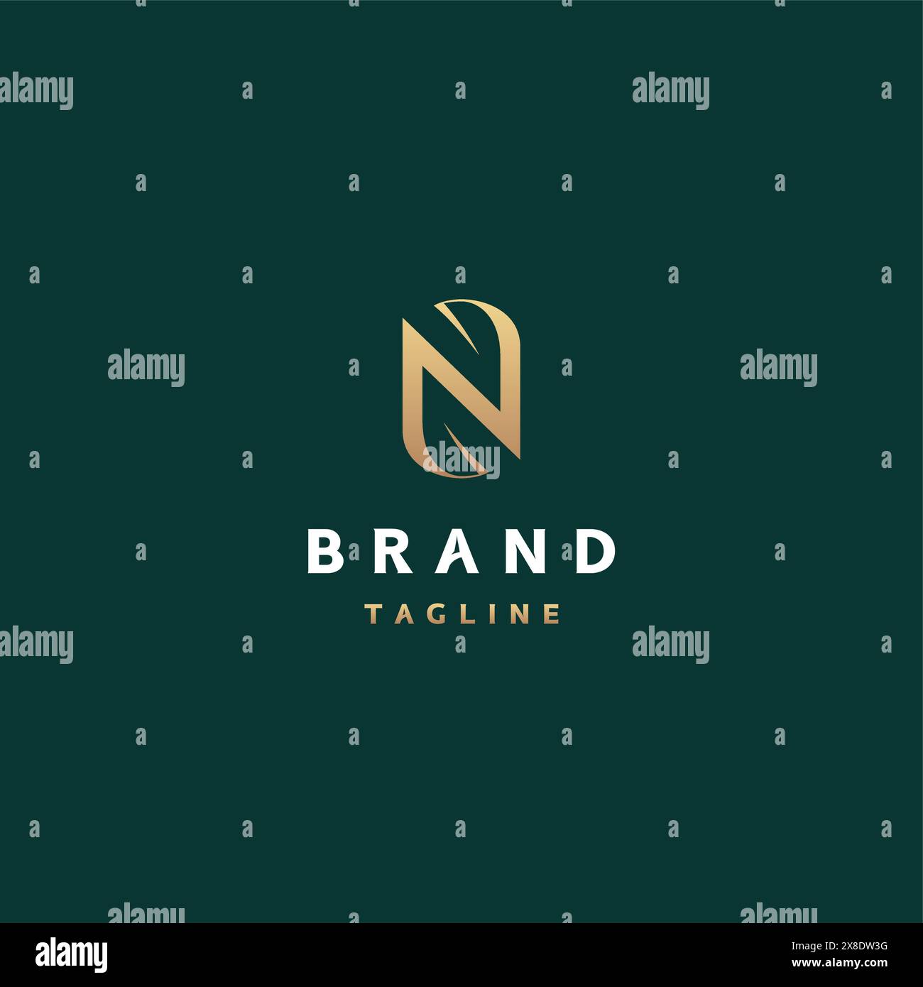 Two Leaves Forming The Initial Letter N. Logo template about nature