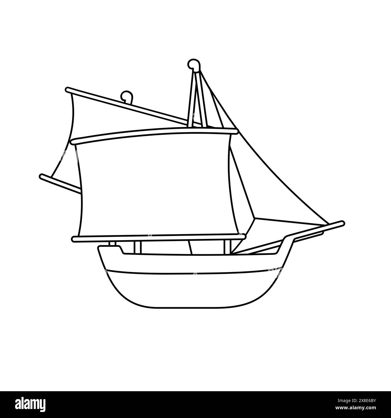 Kapal Padekawang Sulawesi, Indonesian Traditional Ship, Black And White