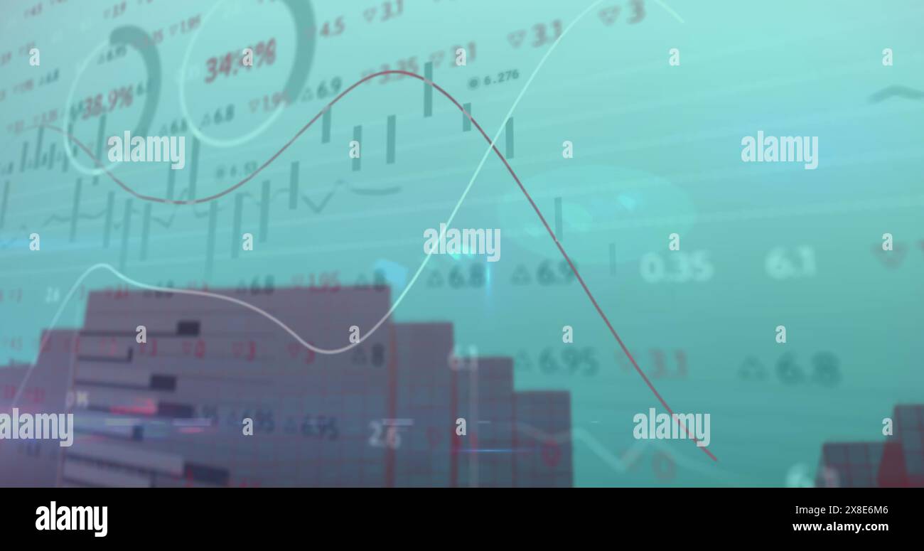 Image of financial data processing over graph Stock Photo