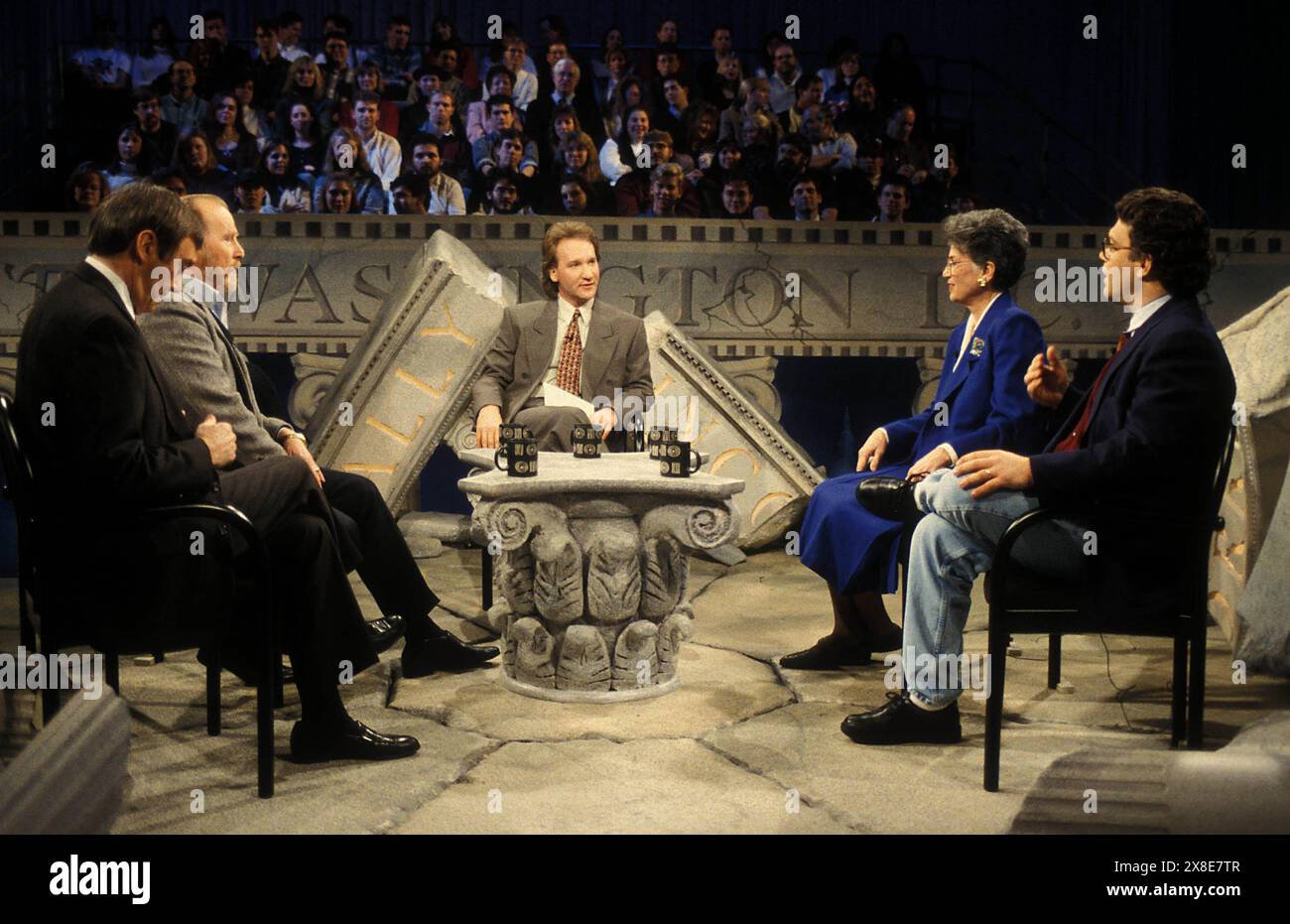 Oct. 17, 2007 - L7453JKEL.ON SET OF POLITICALLY INCORRECT 01-28-1994.TV/MOVIE STILL.SAM DONALDSON BOB DORAN BILL MAHER H WOODS AL FRANKEN. JAMES KELLY- 1994(Credit Image: © James M. Kelly/ZUMA Wire) EDITORIAL USAGE ONLY! Not for Commercial USAGE! Stock Photo