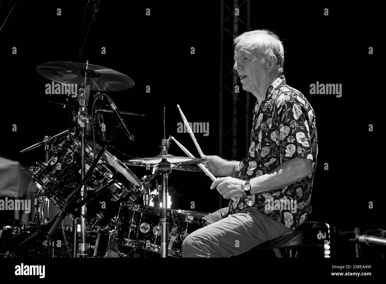 The Animals, Rock group,  Danny Handley, guitar, vocals. Original drummer John Steel, Costa Music Festival, Ibiza, Spain Stock Photo