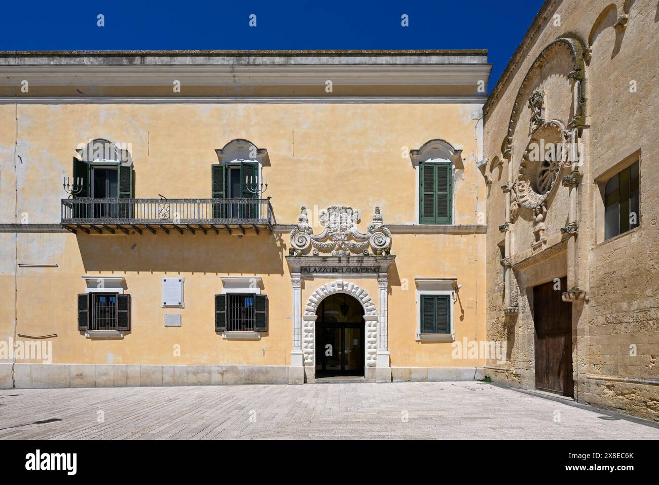 Government building headquarters of the prefecture of Matera, Italy. Written 'Palace of the Government.' Stock Photo