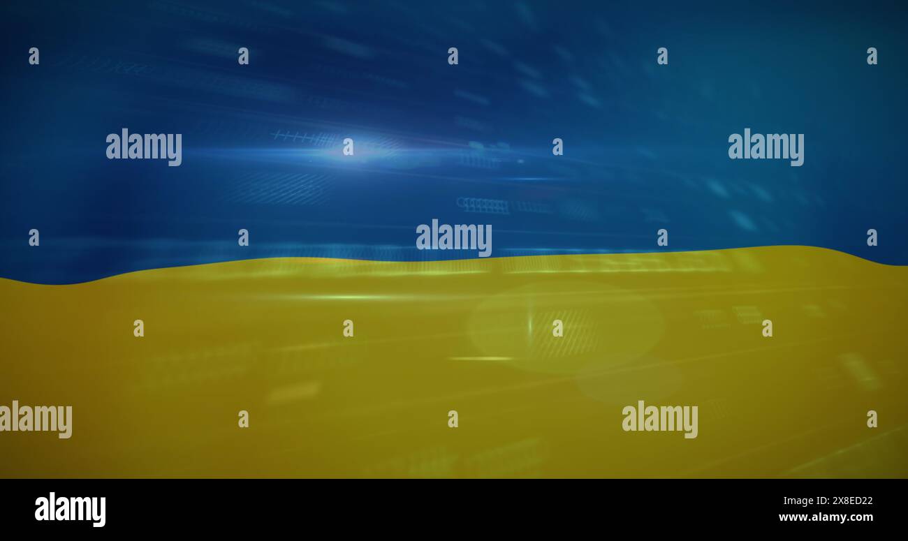 Blue and yellow colors dominate, showing speed and data flow Stock Photo