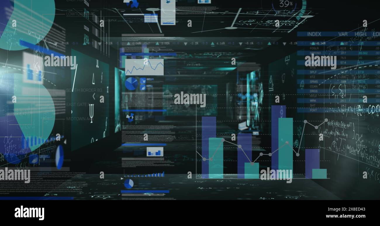 Various graphs and data visualizations floating in digital space Stock ...