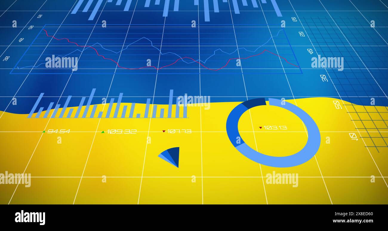 Colorful graphs and charts displaying on digital screen Stock Photo - Alamy
