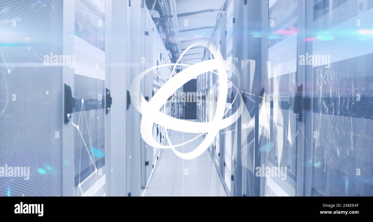 Image of rotating abstract pattern with geometric shape and lens flare ...