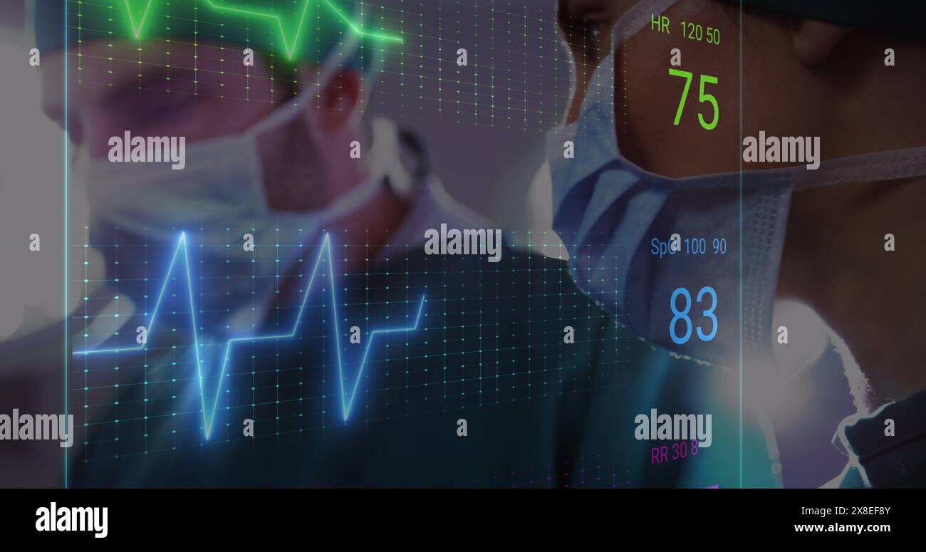 Image of data processing over dna strand Stock Photo