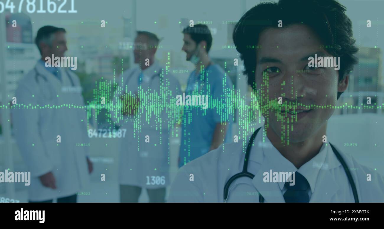 Image of data processing over diverse doctors Stock Photo