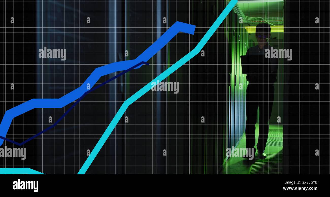 Software Engineer Using Statistics Image of statistical data processing over asian male engineer using ...
