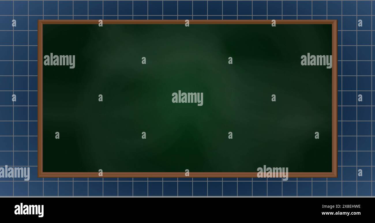 Image of arrow on soccer court with grid pattern on blue background Stock Photo