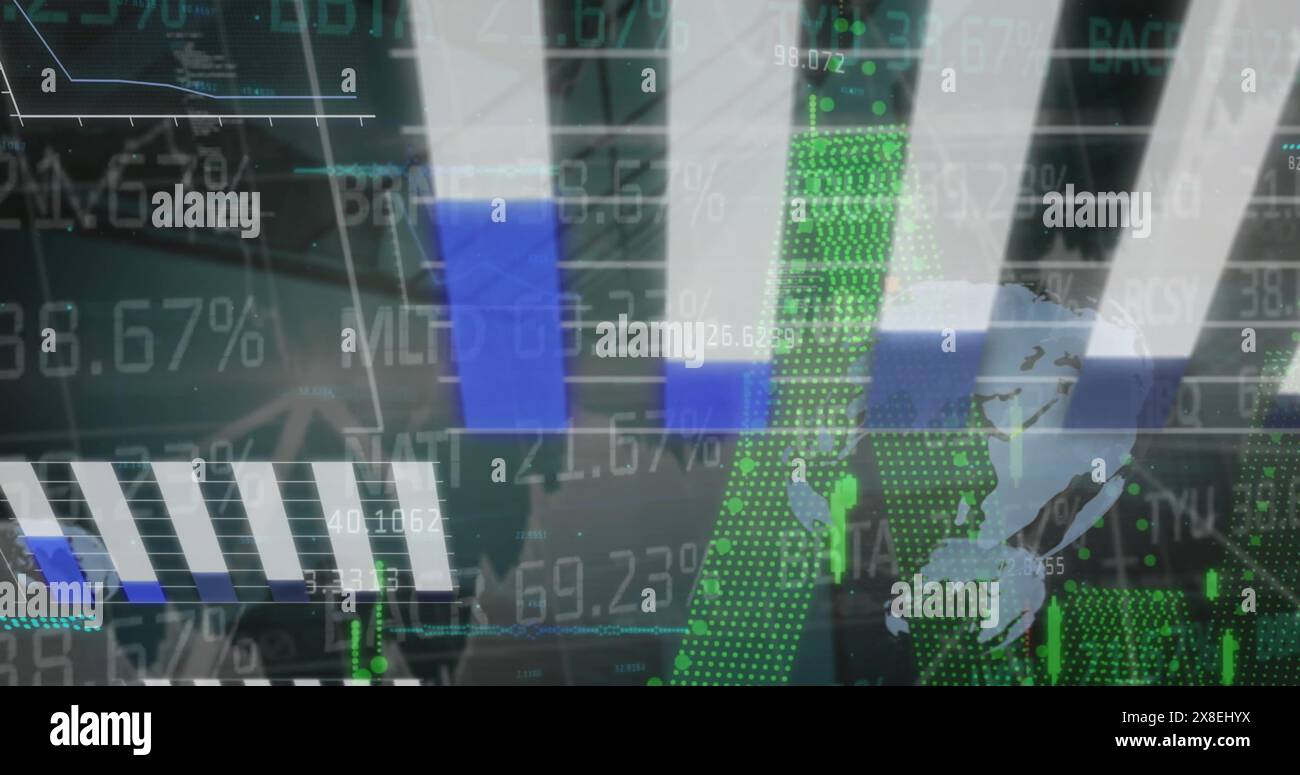 Animation data processing over globes hi-res stock photography and ...