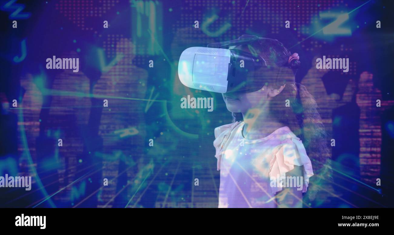 Digital composite of Science Composition Young girl using Augmented ...