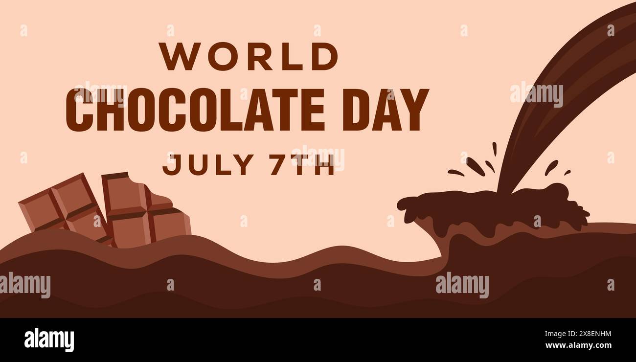 world chocolate day horizontal banner illustration Stock Vector