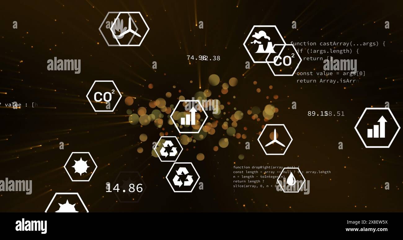 Energy sustainability icons animation over hi-res stock photography and ...