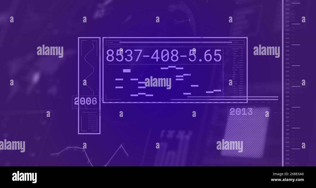 Image of interface with data processing over globe and world map ...