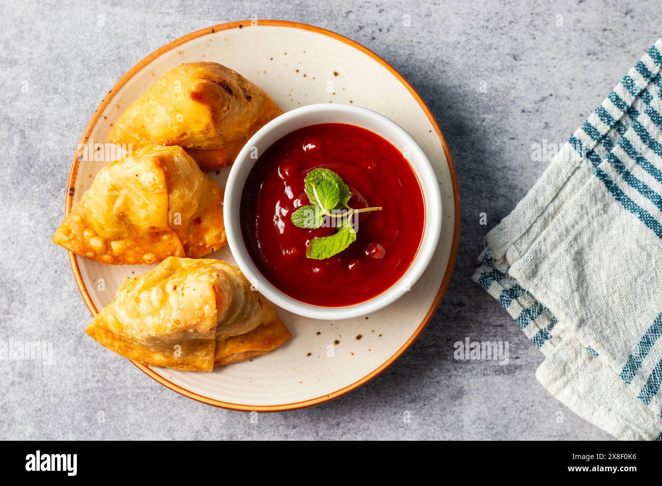 selective focus Samosa, Spiced potatofilled pastry, crispy, Savory