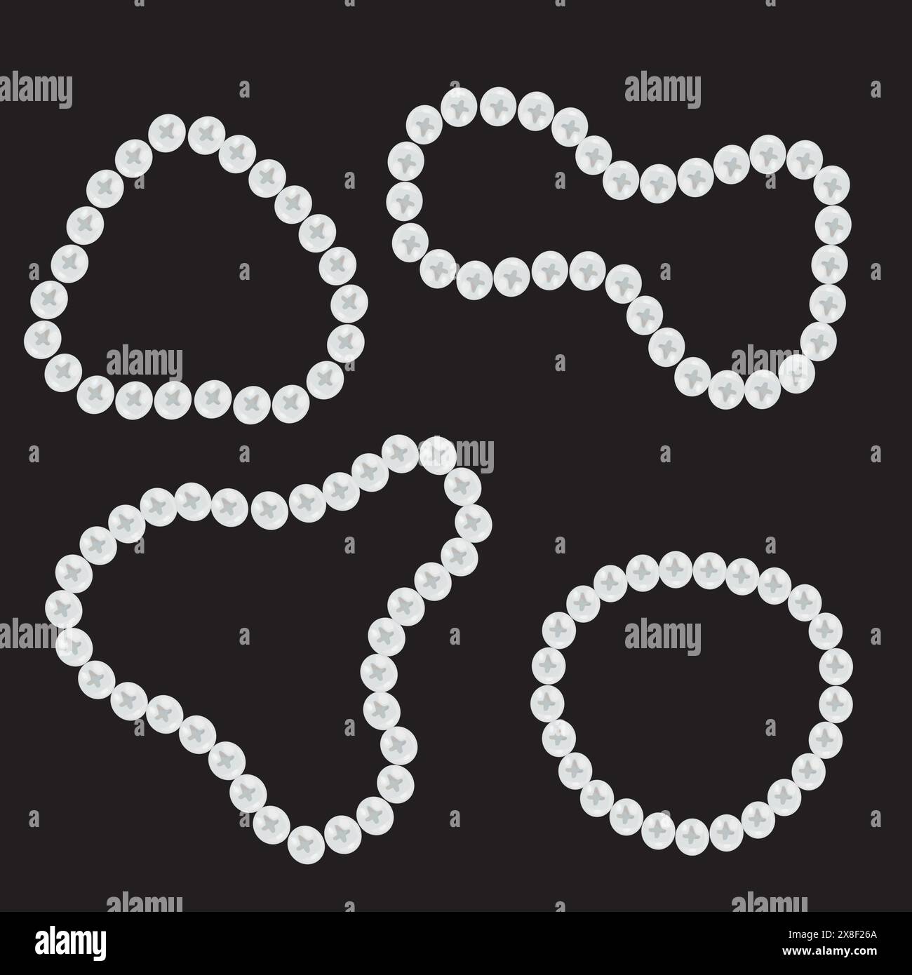 Pearl necklace on a black background. Seamless pattern. Vector illustration. Stock Vector