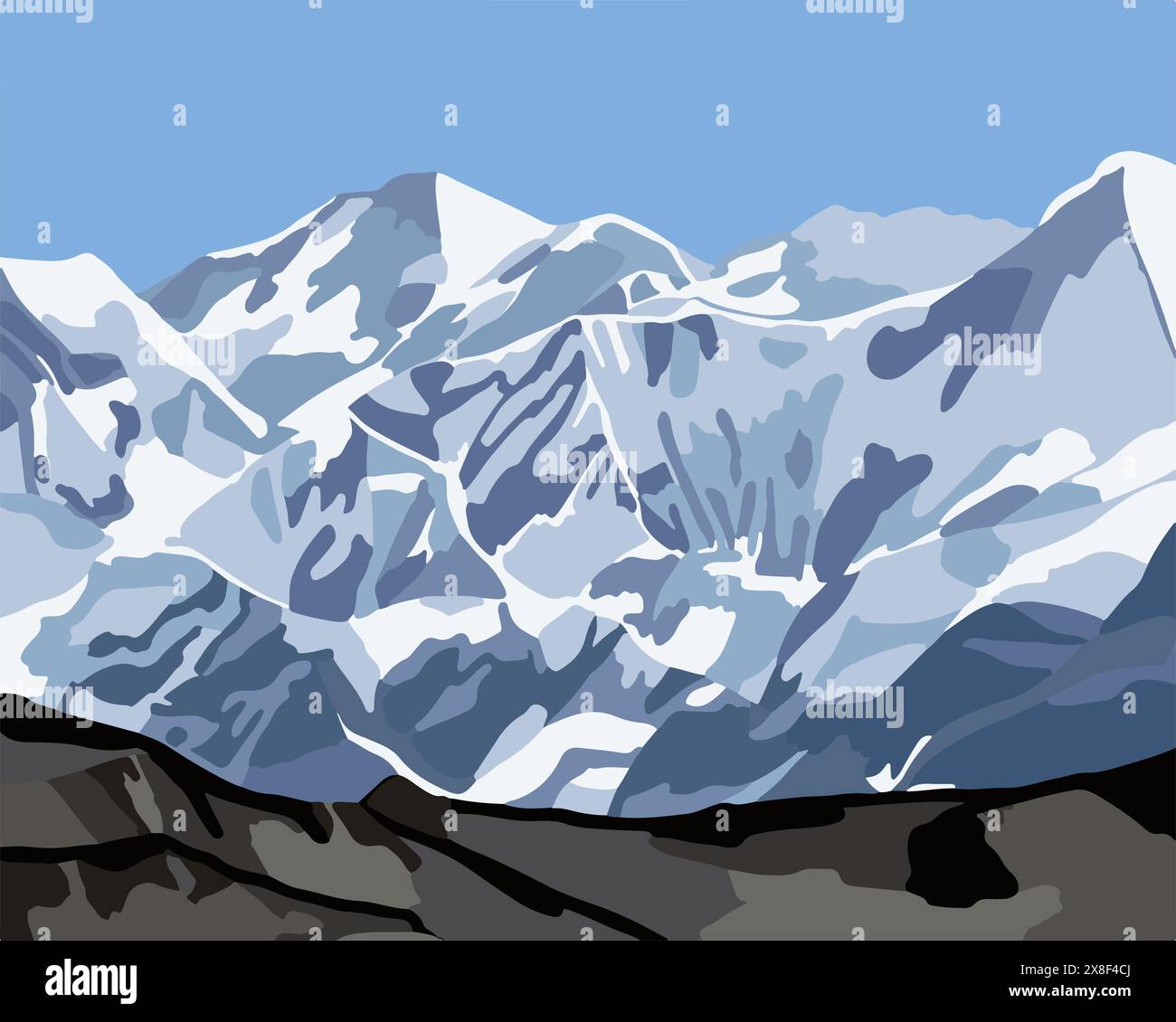 Vector isolated illustration of a beautiful mountain landscape Stock ...