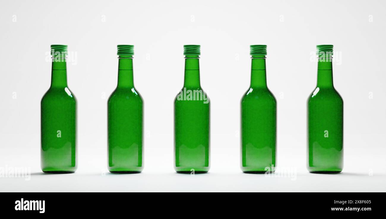 3d render of isolated studio korean soju bottle alcohoc beverage Stock Photo