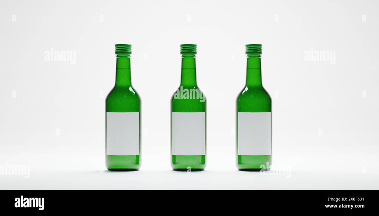 3d render of isolated studio korean soju bottle alcohoc beverage Stock Photo