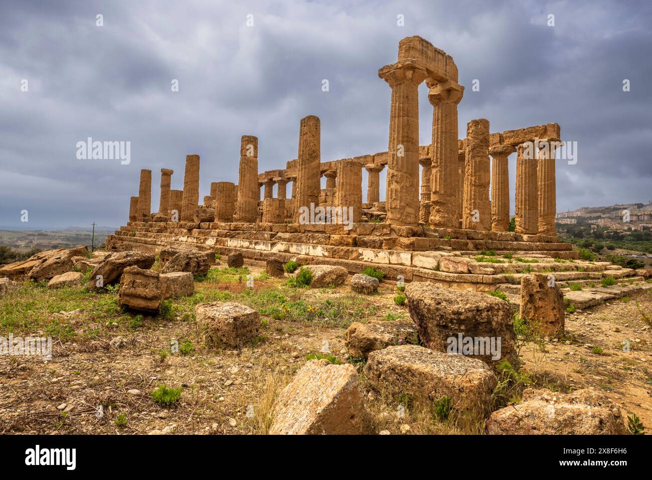 The Greek Temple of Hera in the Valley of the Temples, Agrigento, Sicily Stock Photo