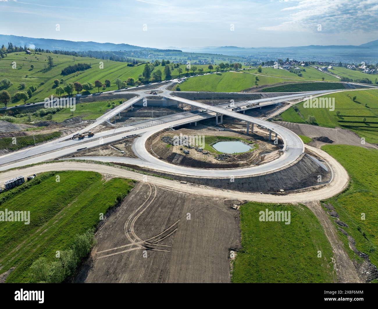 New fragment of highway under construction on Zakopianka road, Poland