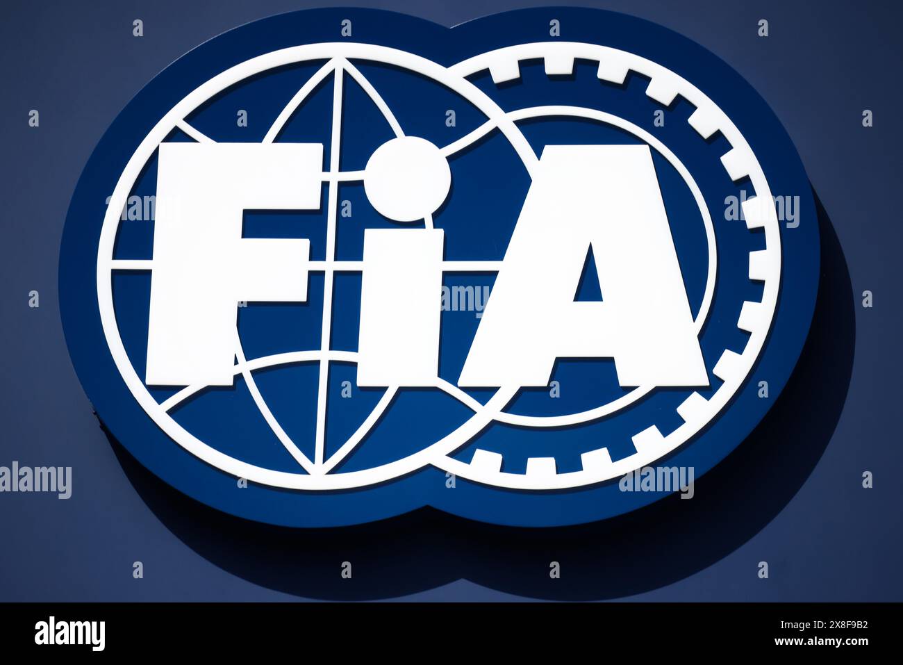 May 25, 2024, Monte Carlo, Monaco FIA logo is seen ahead of the F1