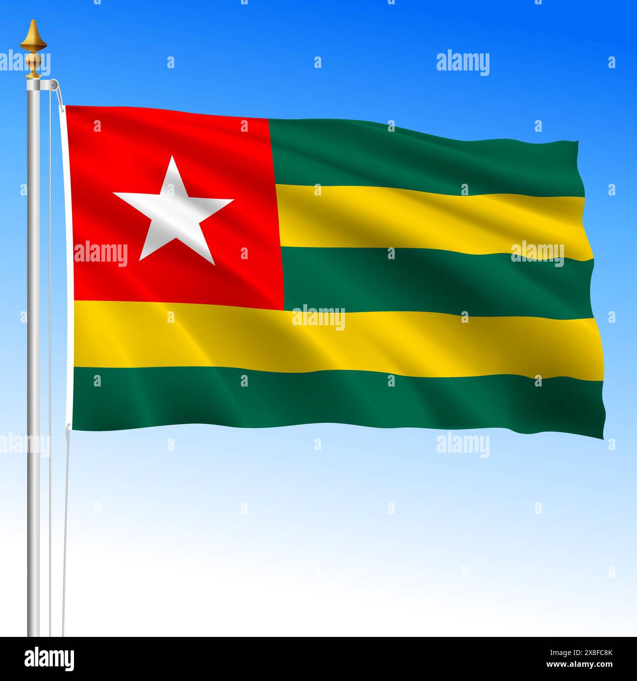 Togo official national waving flag, african country, vector illustration Stock Vector