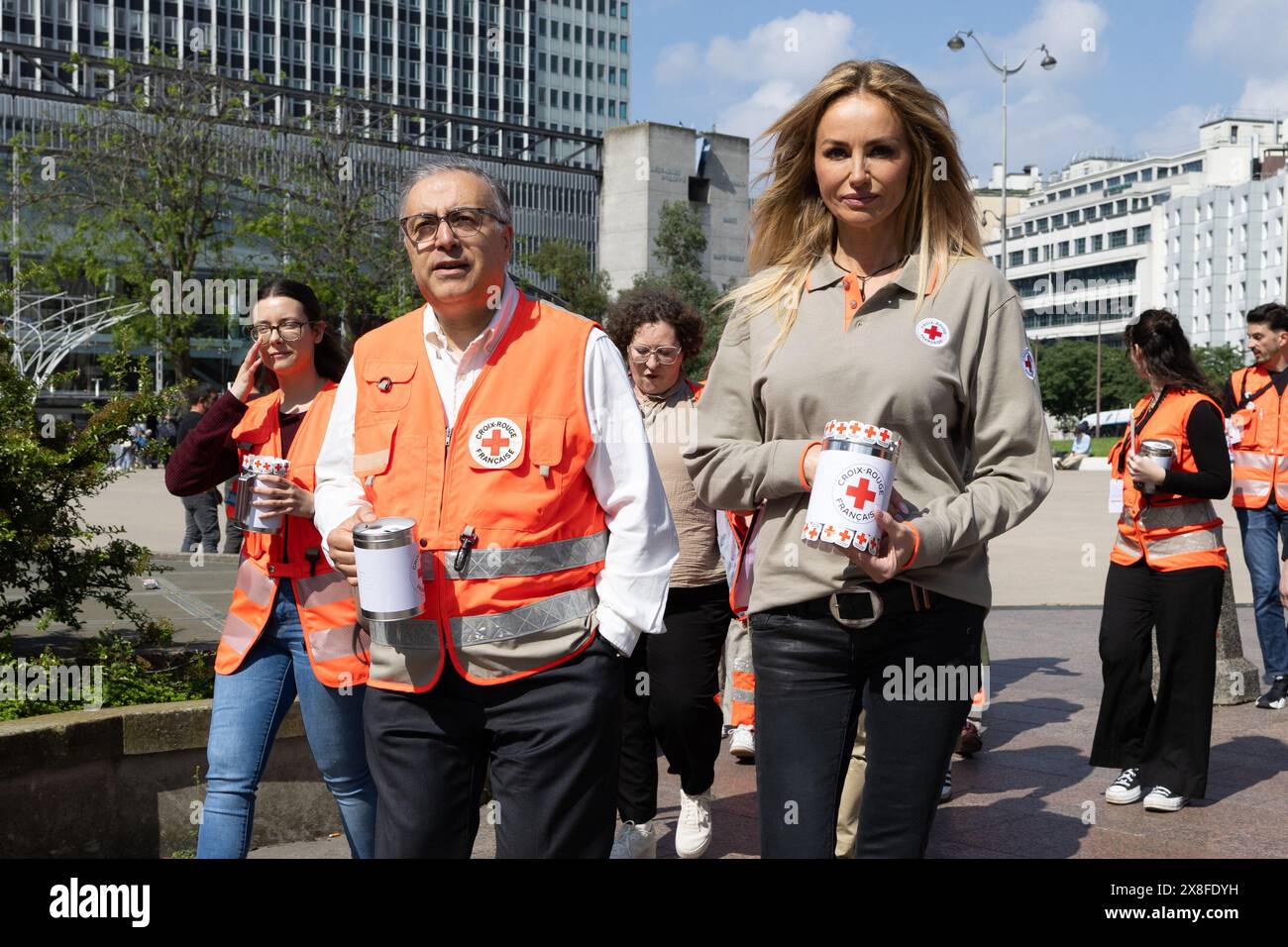 Slovak model and actress Adriana Karembeu and La Croix Rouge president ...