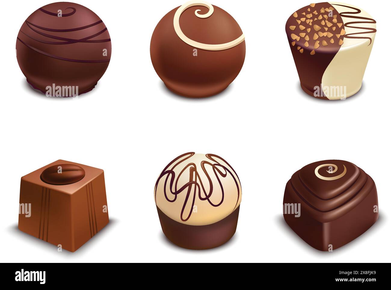 Chocolate candies illustration isolated on white background Stock Vector