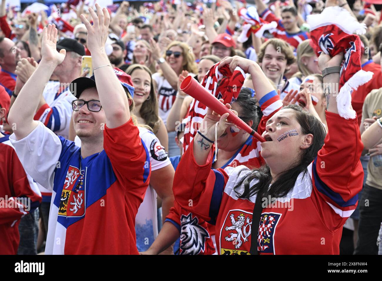 Prague, Czech Republic. 25th May, 2024. Czech fans pictured at the