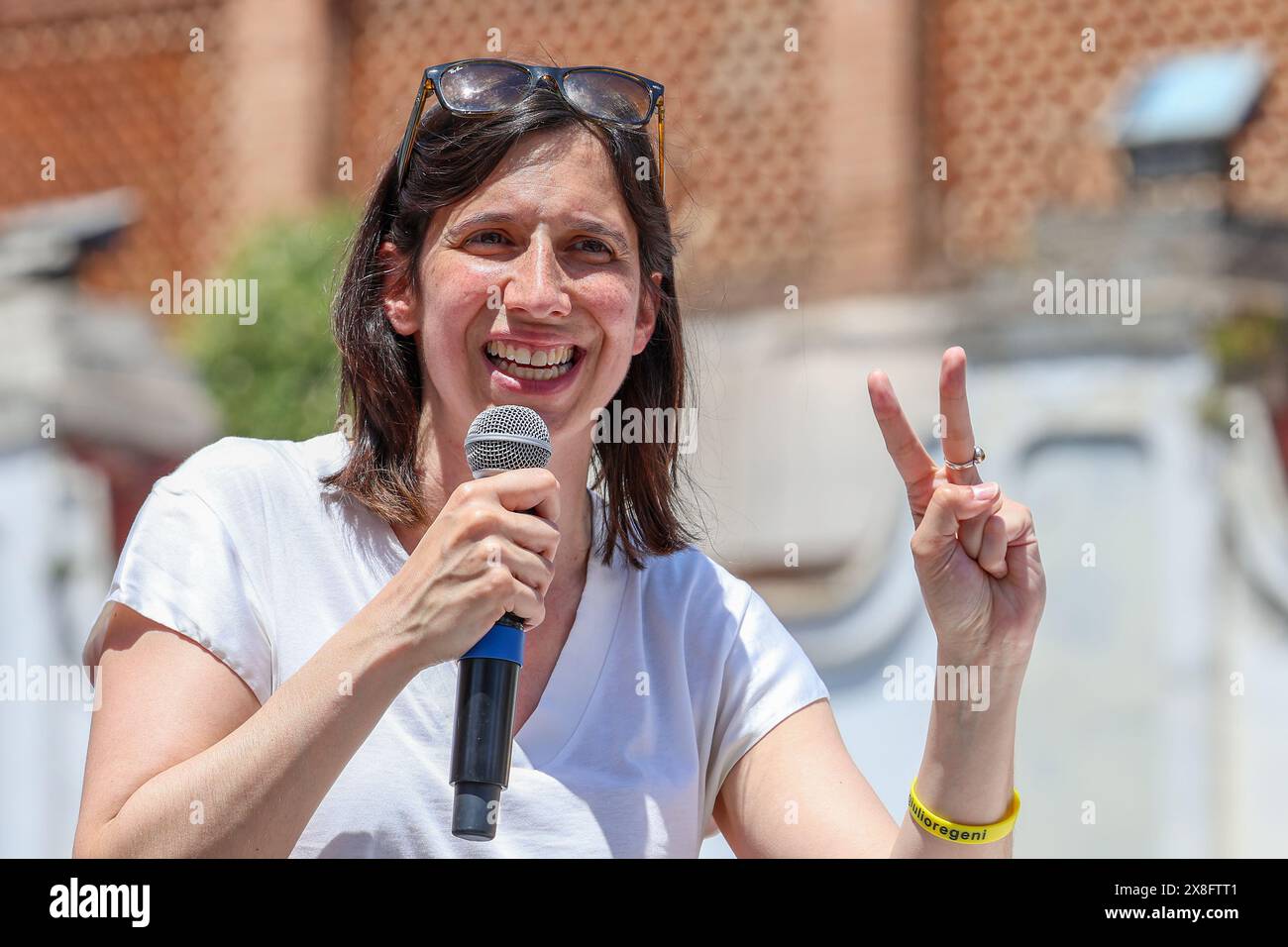 Aversa, Italy, 25 May 2024. Elly Schlein, leader of Partito Democratico