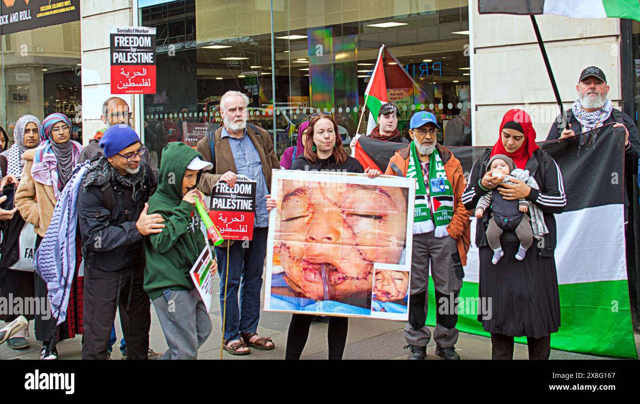 Glasgow, Scotland, UK. 25th May, 2024: Palestinian  Barclays genocide protest took place on argyle street in the city centre. Credit Gerard Ferry /Alamy Live News Stock Photo