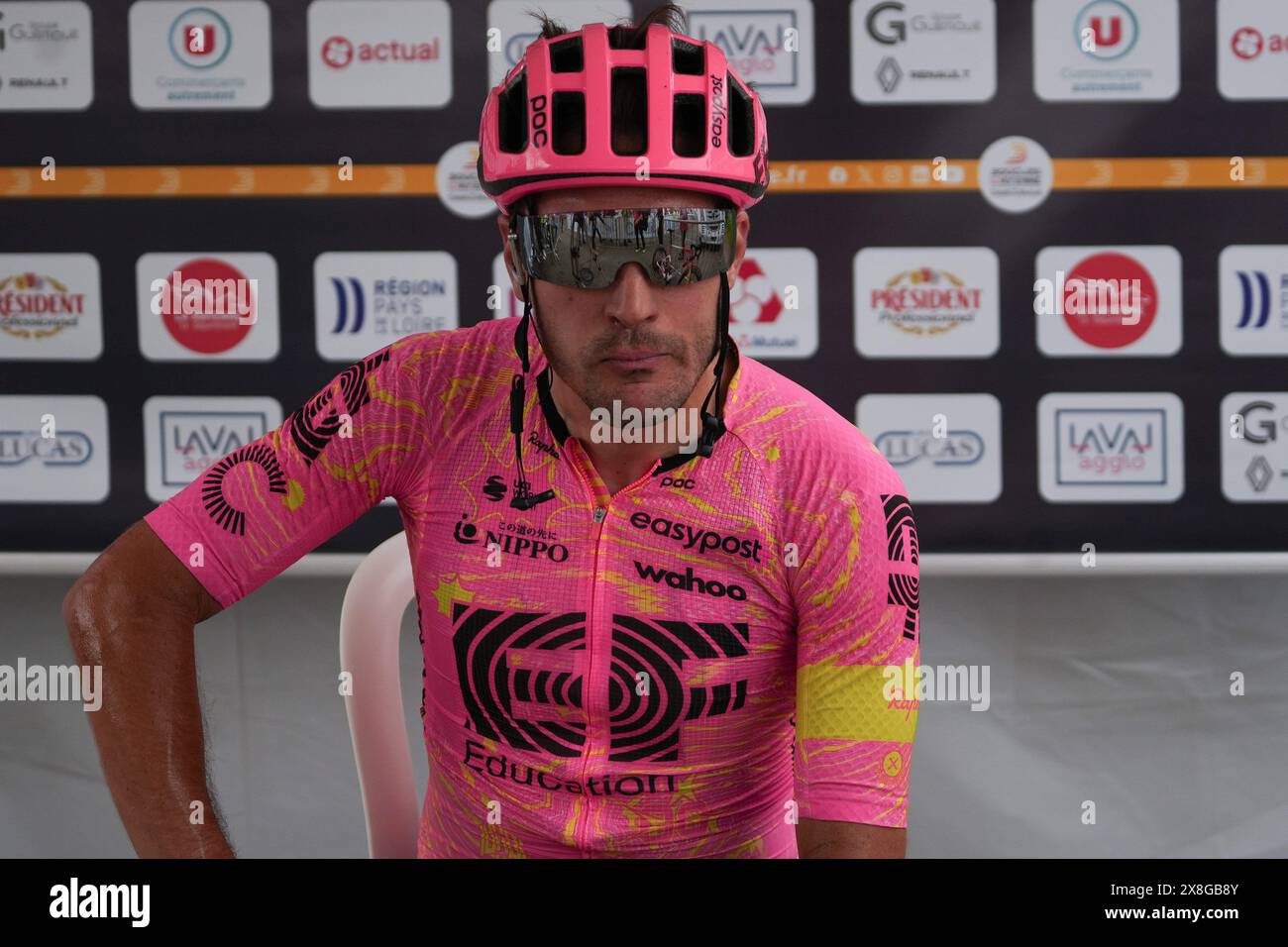 Laval, France. 25th May, 2024. © Laurent Lairys/MAXPPP - BETTIOL Alberto OF EF EDUCATION - EASYPOST during the Boucles de la Mayenne 2024, Stage 3, Le Ham - Villaines-la-Juhel, UCI Pro Series cycling race on May 25, 2024 in Villaines-la-Juhel, France - Photo Laurent Lairys/MAXPPP Credit: MAXPPP/Alamy Live News Stock Photo
