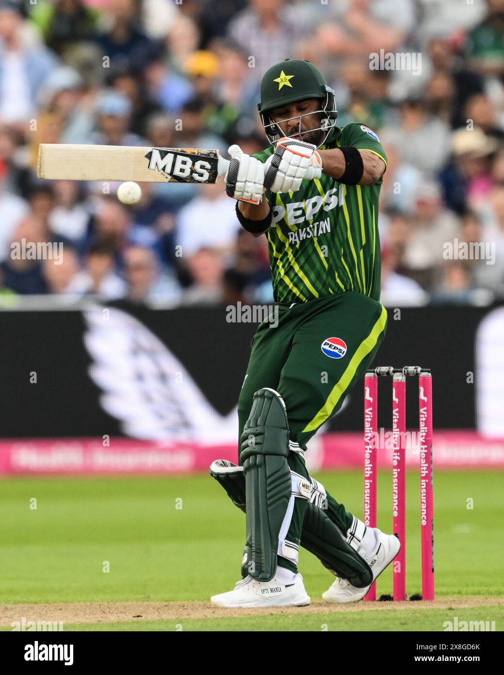 Iftikhar Ahmed of Pakistan hits a single during the Vitality T20 ...