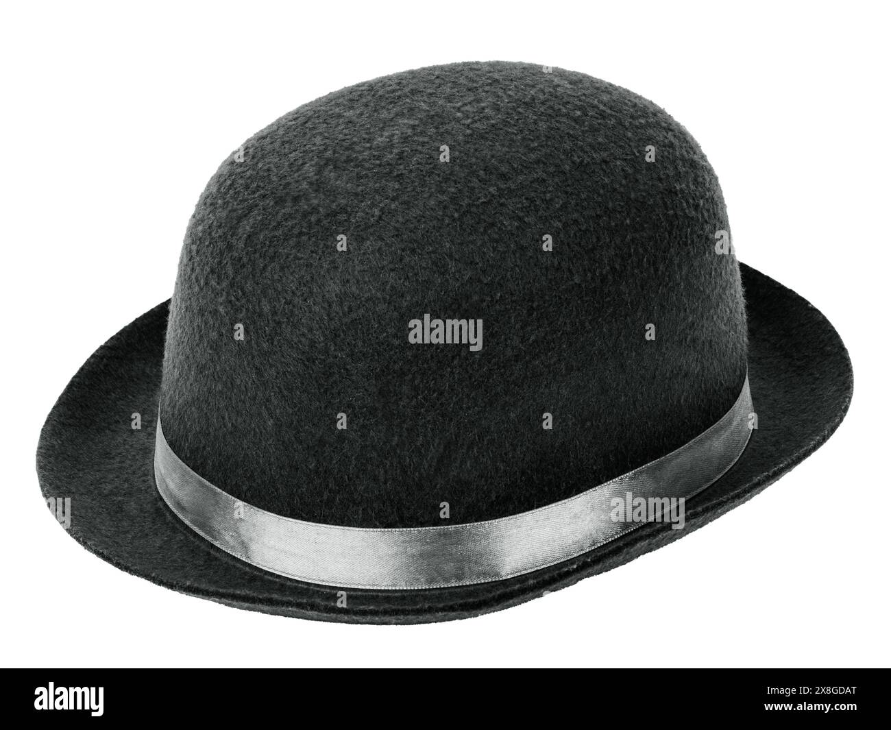 Black bowler hat isolated on a white transparent background Stock Photo