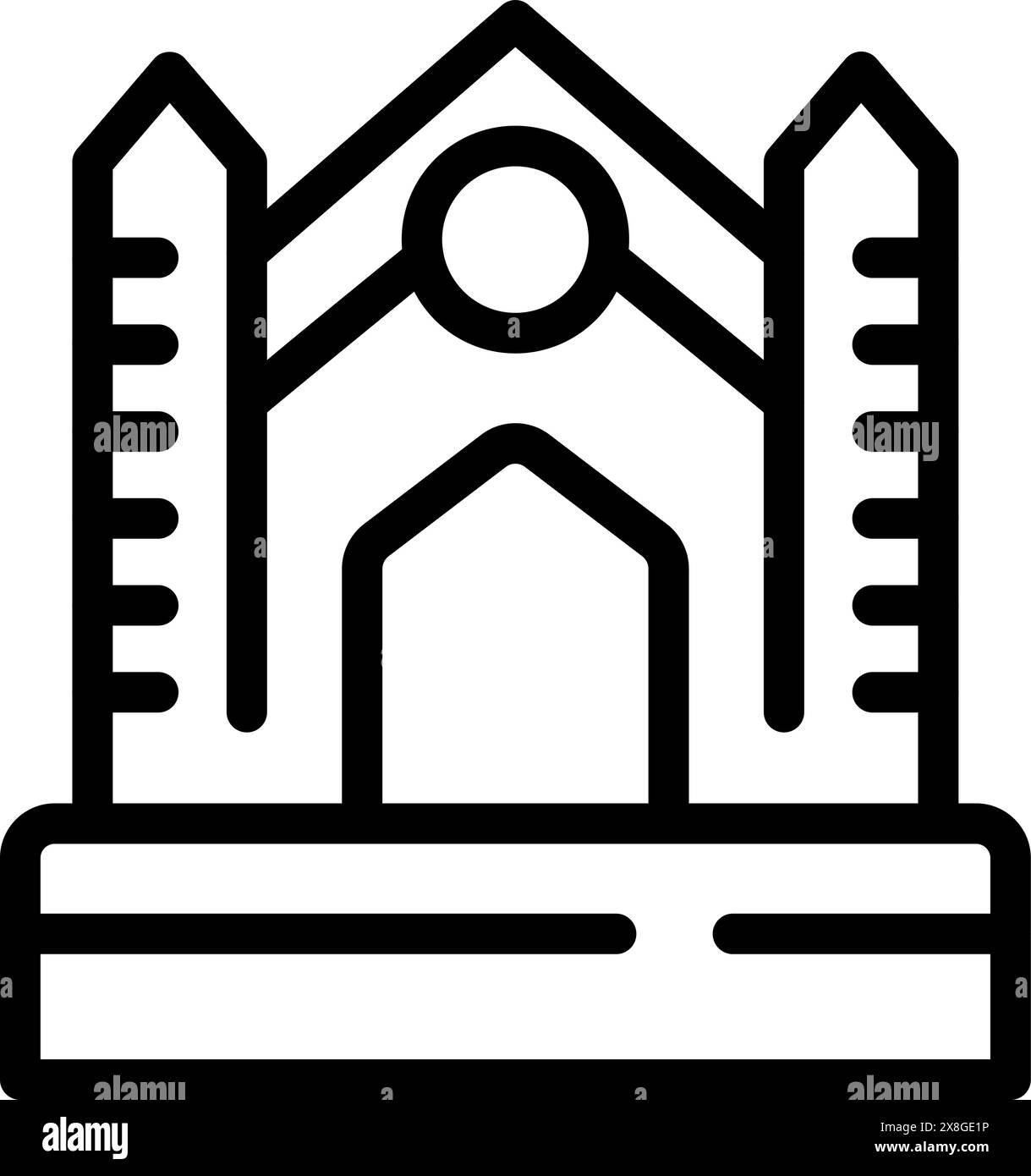 Black and white vector icon of a stylized cityscape for urban design ...