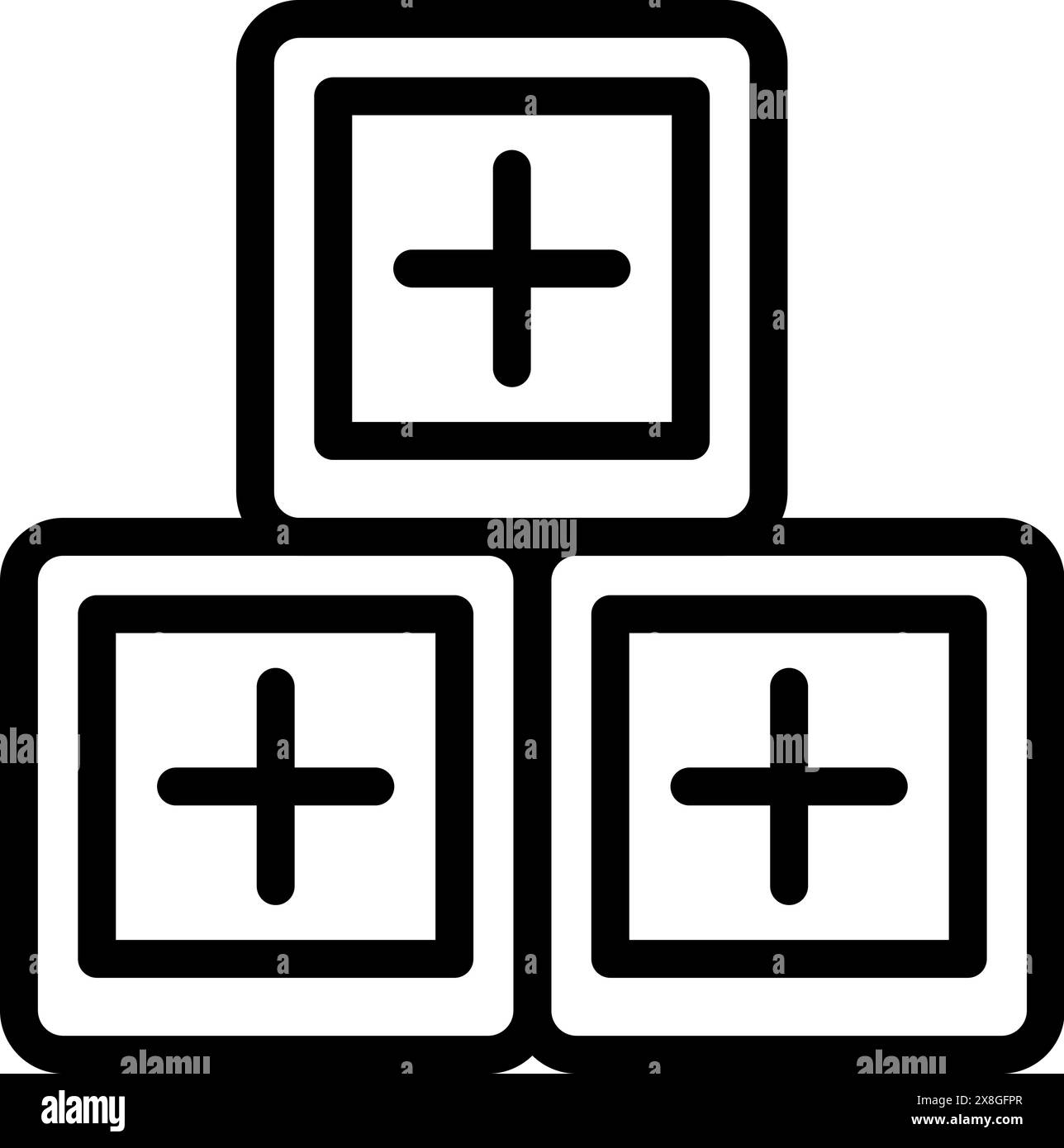 Stacked medical blocks icon representing healthcare, hospital, clinic ...