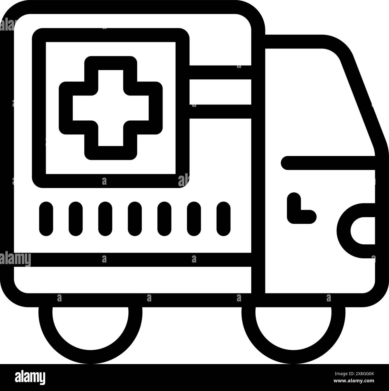 Simple line art vector illustration of an ambulance, ideal for medical and emergency services Stock Vector