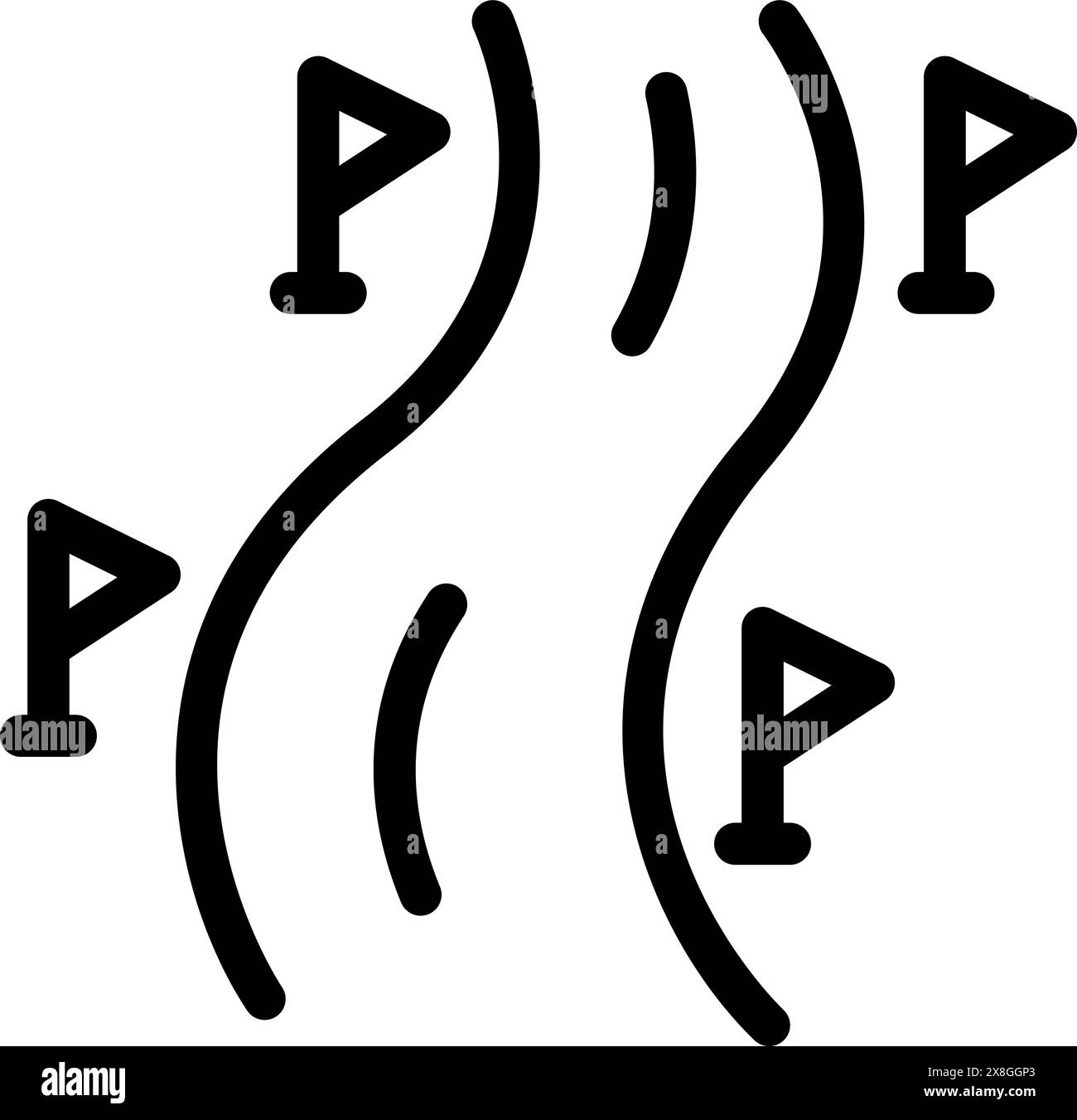 Black and white vector illustration of a winding road with traffic ...