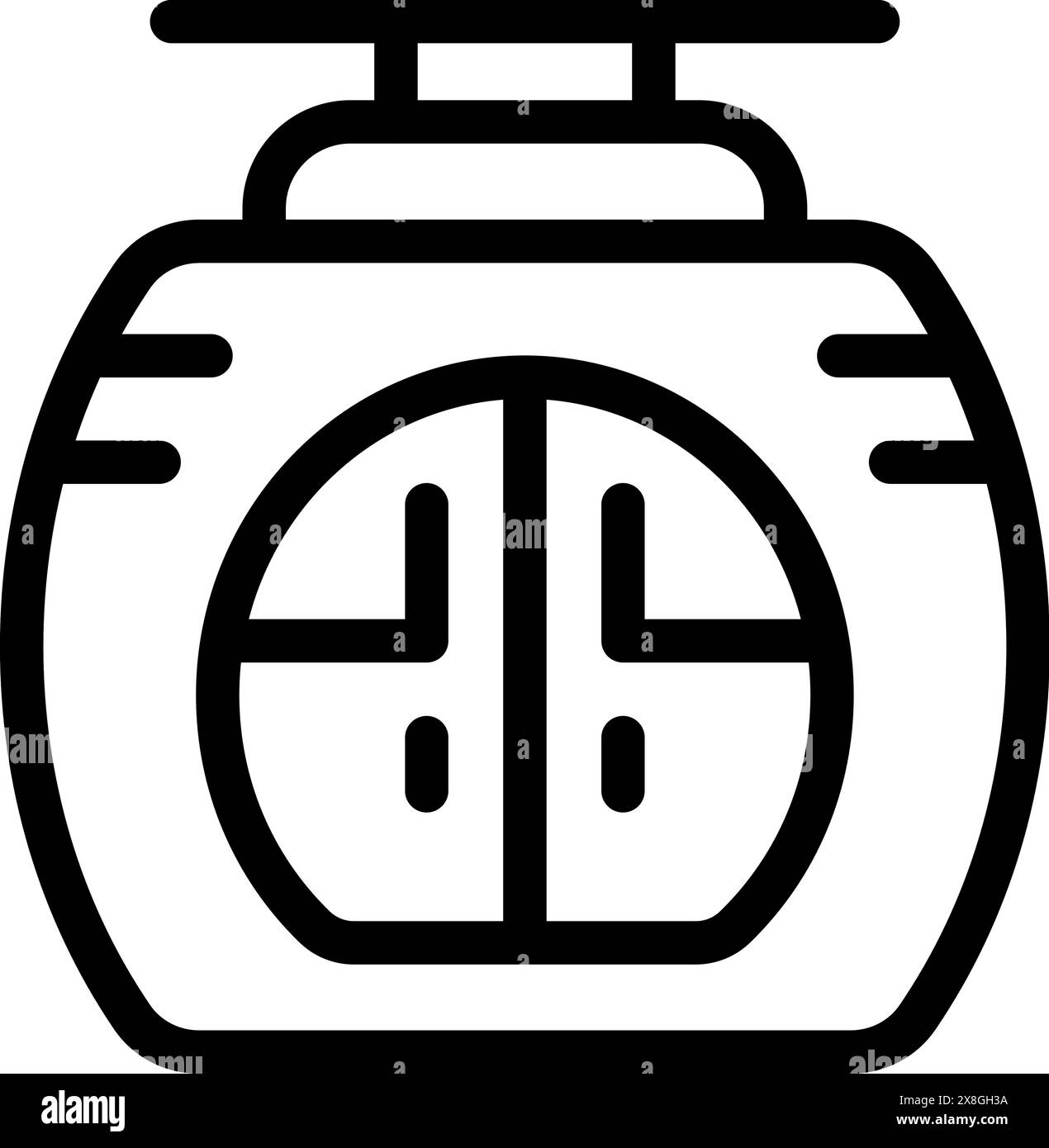 Simplified cable car icon in a black and white line art style, isolated ...