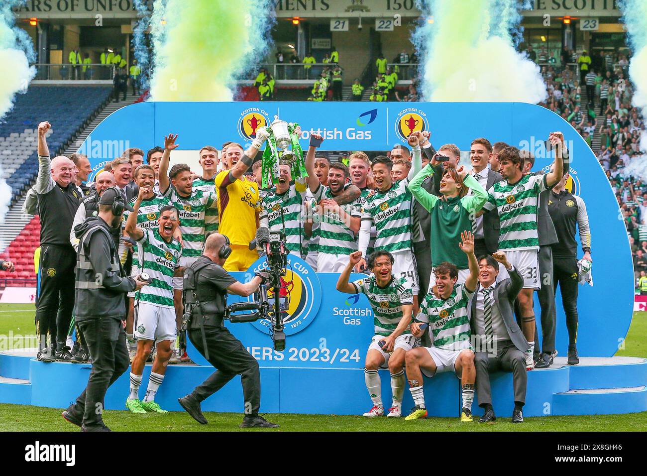 Glasgow, UK. 25th May, 2024. Celtic win the Scottish Cup, at Hampden Park, Glasgow, Scotland, Uk