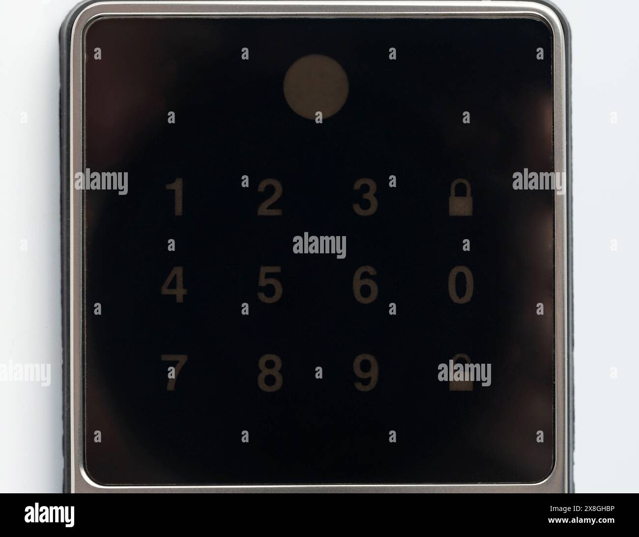 Numeric electronic touch pad screen close up view Stock Photo