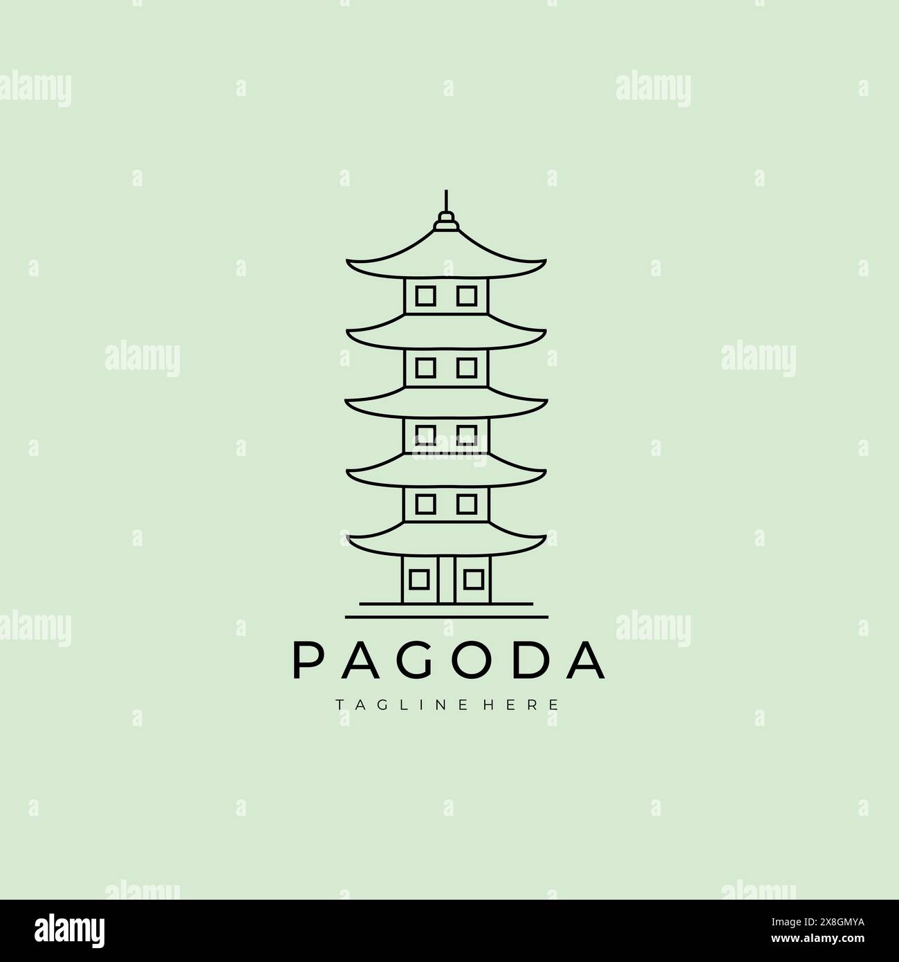 Pagoda temple line art logo icon design template vector Stock Vector ...