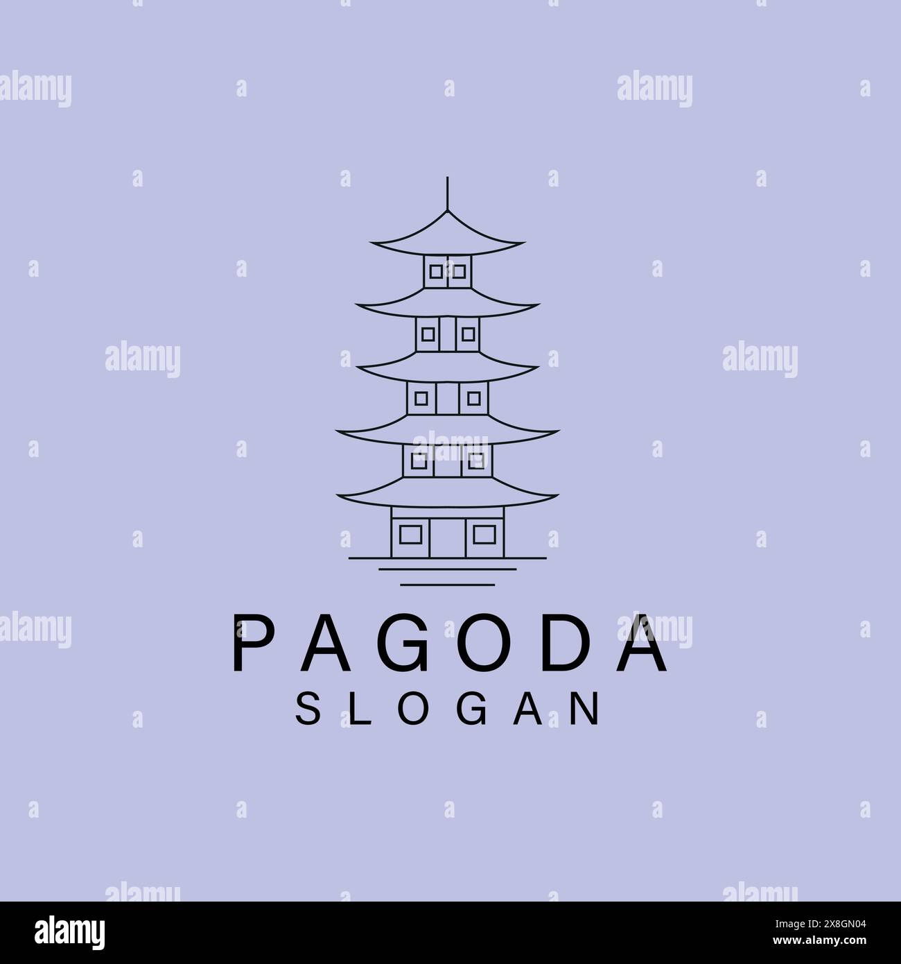 line art Pagoda logo icon design template vector illustration Stock ...