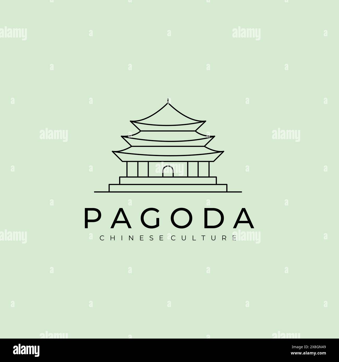 pagoda temple line art minimalist logo vector symbol illustration ...
