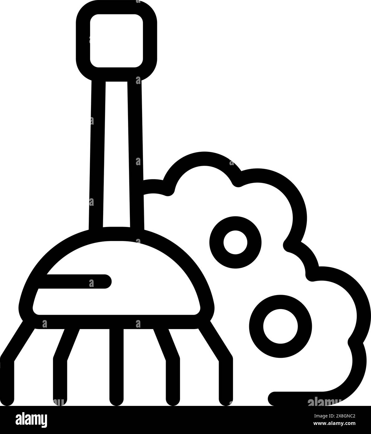 Vintage retro space probe icon with antenna in minimalist black and ...